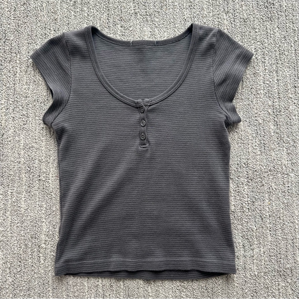 John Galt/Brandy Striped Zelly Short Sleeve Top
